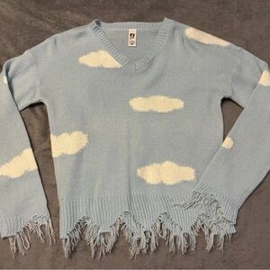 Cloud Patterned Blue Sweater